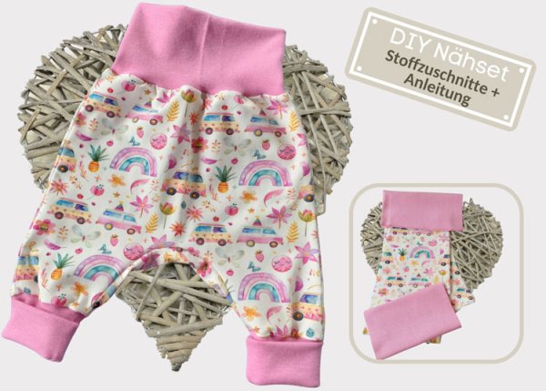 DIY Nähpaket Stoff Zuschnitte Baby Pumphose Jersey Design Summer Paradise Nähset